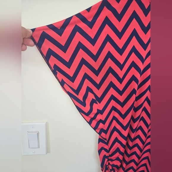 Andrea Chevron Patterned Pink and Blue Women's Top Size XL - Picture 4 of 4